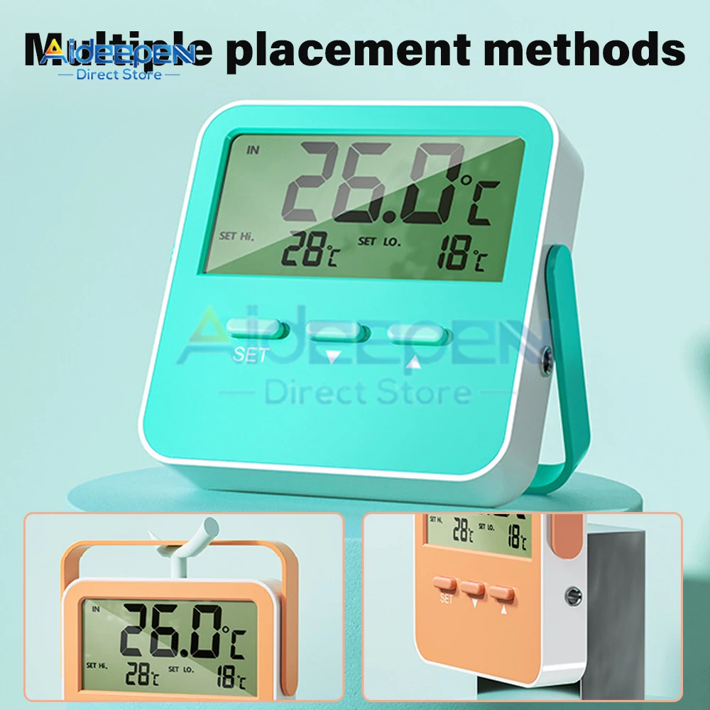 Mini-Digital-LCD-Thermometer, Temperatursensor, für drinnen und draußen, automatische Steuerung, Aquarium, Kühlschrank, Gefrierschrank, Thermometer – 50–70 ℃