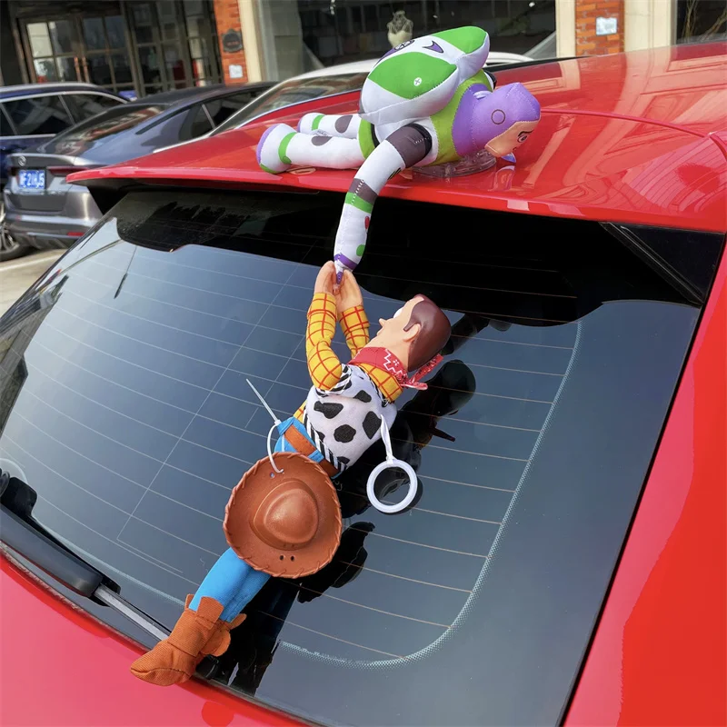 Disney Kawaii Buzz Lightyear Woody Car Accessories Car Exterior Decorations Doll Vehicle Toy Story Animation Master  Gifts