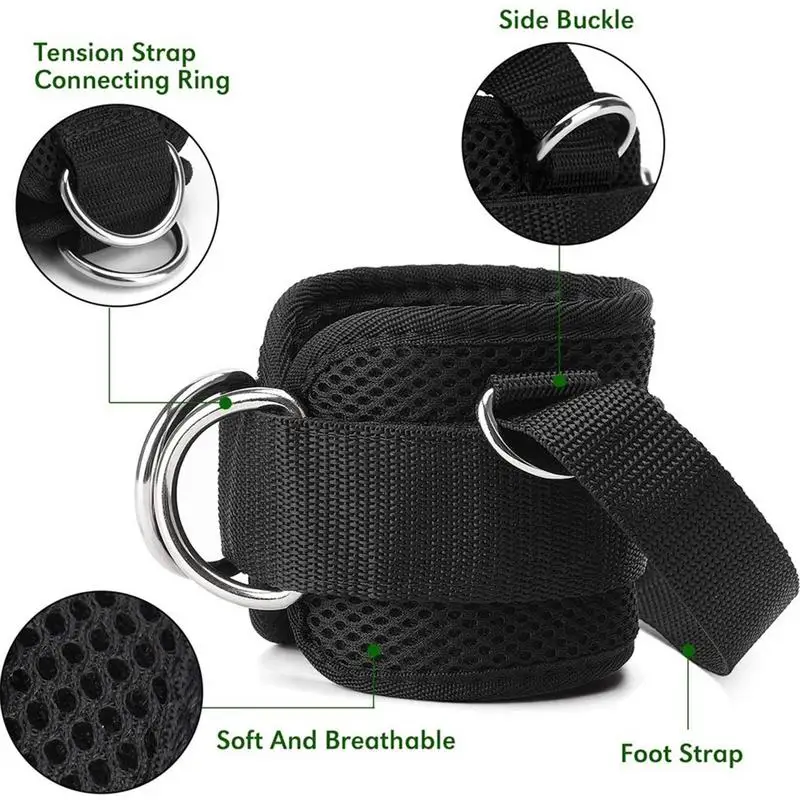 2pcs Adjustable Wrist Ankle Cuffs D Ring Pulley Lifting Straps Gym Cable Attachments Abs and Glute Exercises