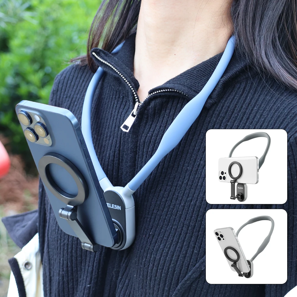 

Silicone Hanging Neck Magnetic Phone Holder For iPhone 15 14 13 Samsung Xiaomi Huawei Anti Lost Integrated Magnet Bracket