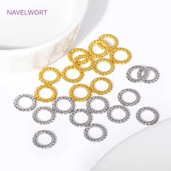 50PCS 18K Gold Plated Alloy Metal Round Twist-Style Closed Ring Accessories For DIY Jewelry Making Connectors Components