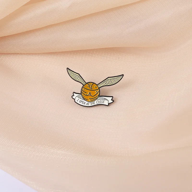 Golden Snitch Enamel Pin Funny Letter I Open At The Close Brooches Clothes Lapel Pins Jewelry Accessories Gifts For Friend