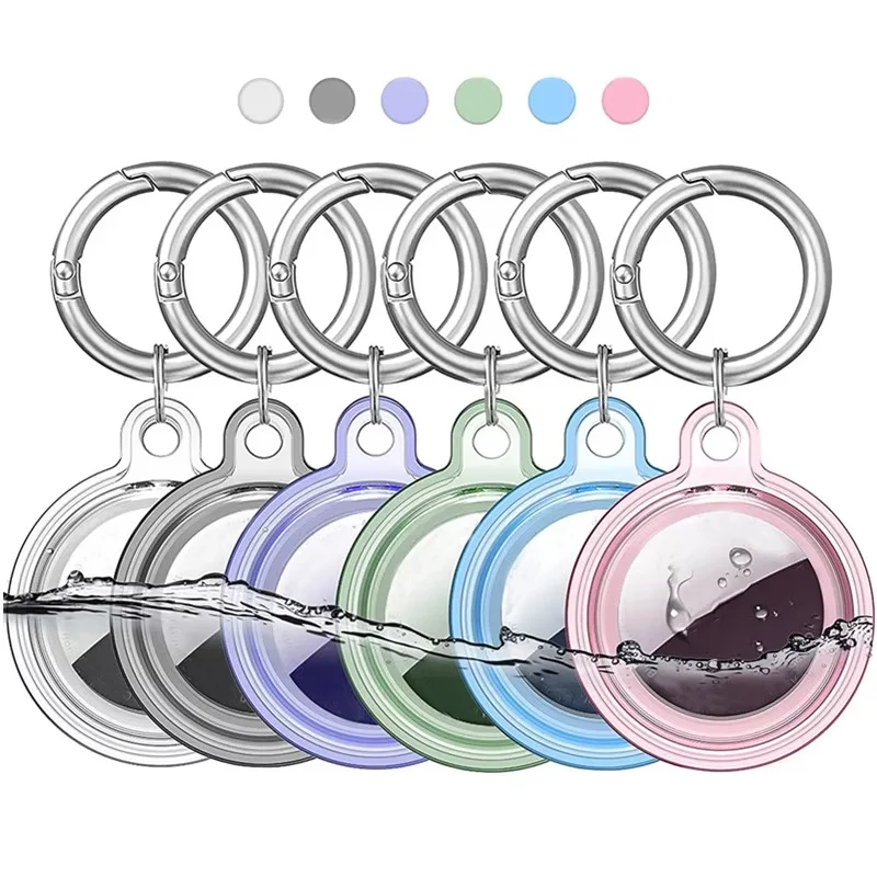 For Apple Airtag Case Transparent Waterproof TPU Cover With Anti-lost Keychain For Airtag Case Luggage Backpack Protective Cover