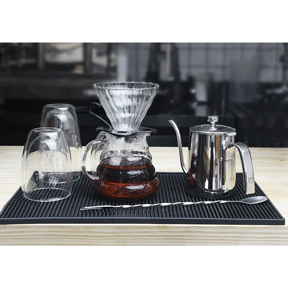 Heat Resistant Silicone Drying Mat Non-Slip Drain Pad for Kitchen Bar Deep Grooves Dish Fruit Vegetable Draining Air Circulation