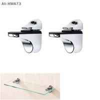 HMA73-2Pcs Adjustable Metal Glass Clamps Wood/Glass Shelf Brackets Wall Mount Floating Clip Anti-Slip Support Shelves Clamp