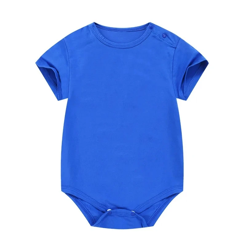 Summer Thin Solid-color Baby Shoulder Buckle Short Sleeve Romper Cotton Bottomst Onesies Multicolor Optional Baby Bodysuit 0-24M