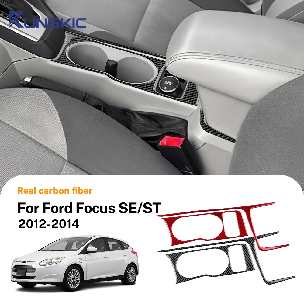 

Для Ford Focus SE ST MK3 2012 2013 2014, наклейка из настоящего мягкого углеродного волокна, LHD, автомобильный держатель для чашки, рамка, панель, отделка, аксессуары