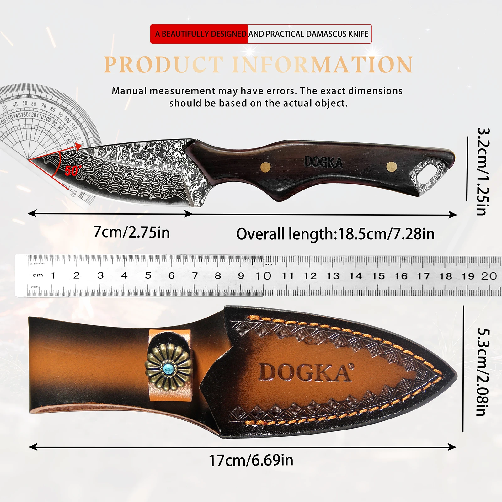 Pisau Dapur Baja Damaskus Gaga - Camping Cooking Knife With Sheath ulasan dan harga