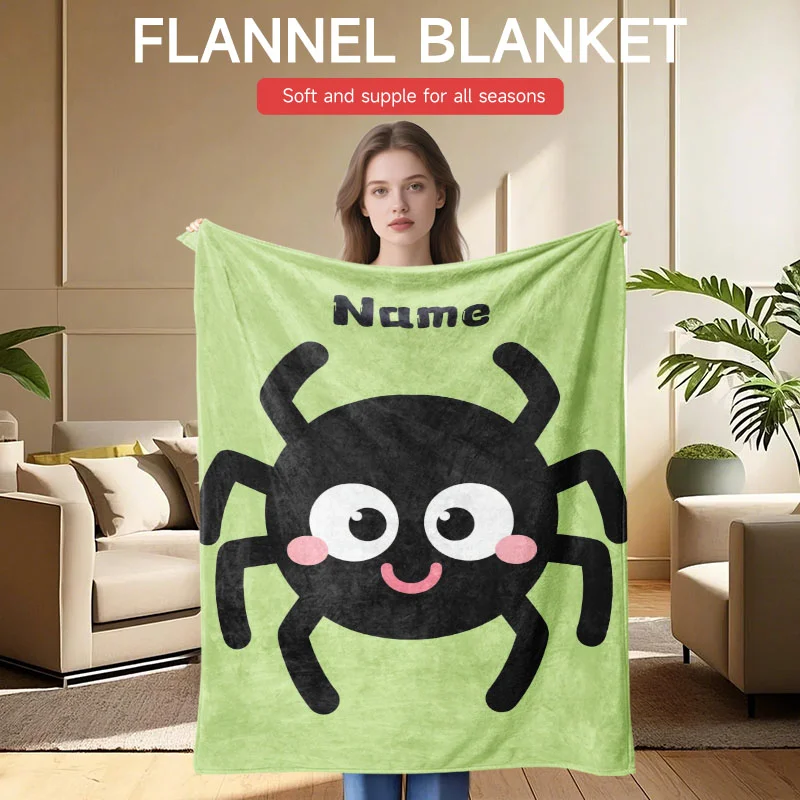 اسم مخصص بطانية صوف عنكبوت لطيف، مناسبة للأريكة والسرير والهالوين وأعياد الميلاد وهدايا الأطفال. #4