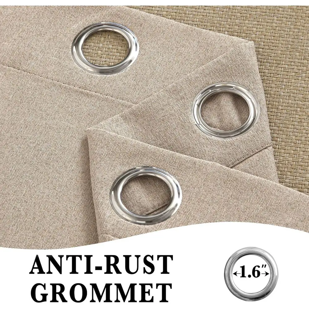 Rideaux de patio à œillets longs Mocha 120 – Obscurcissement de la pièce, isolation thermique, pour espaces de vie et portes coulissantes