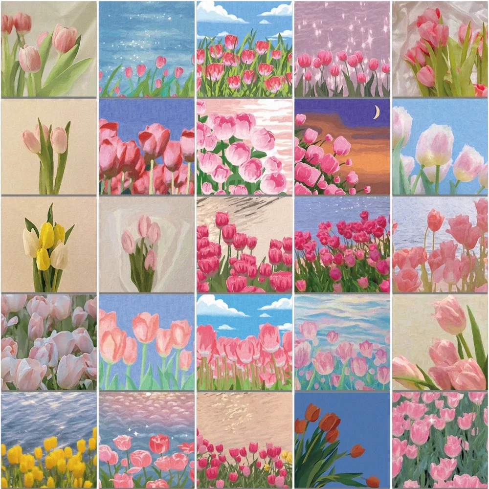 10/30/60pcs Fresh Tulipa Flower Sticker estetica impermeabile decorazione Scrapbooking chitarra telefono Laptop bambini Cartoon Sticker