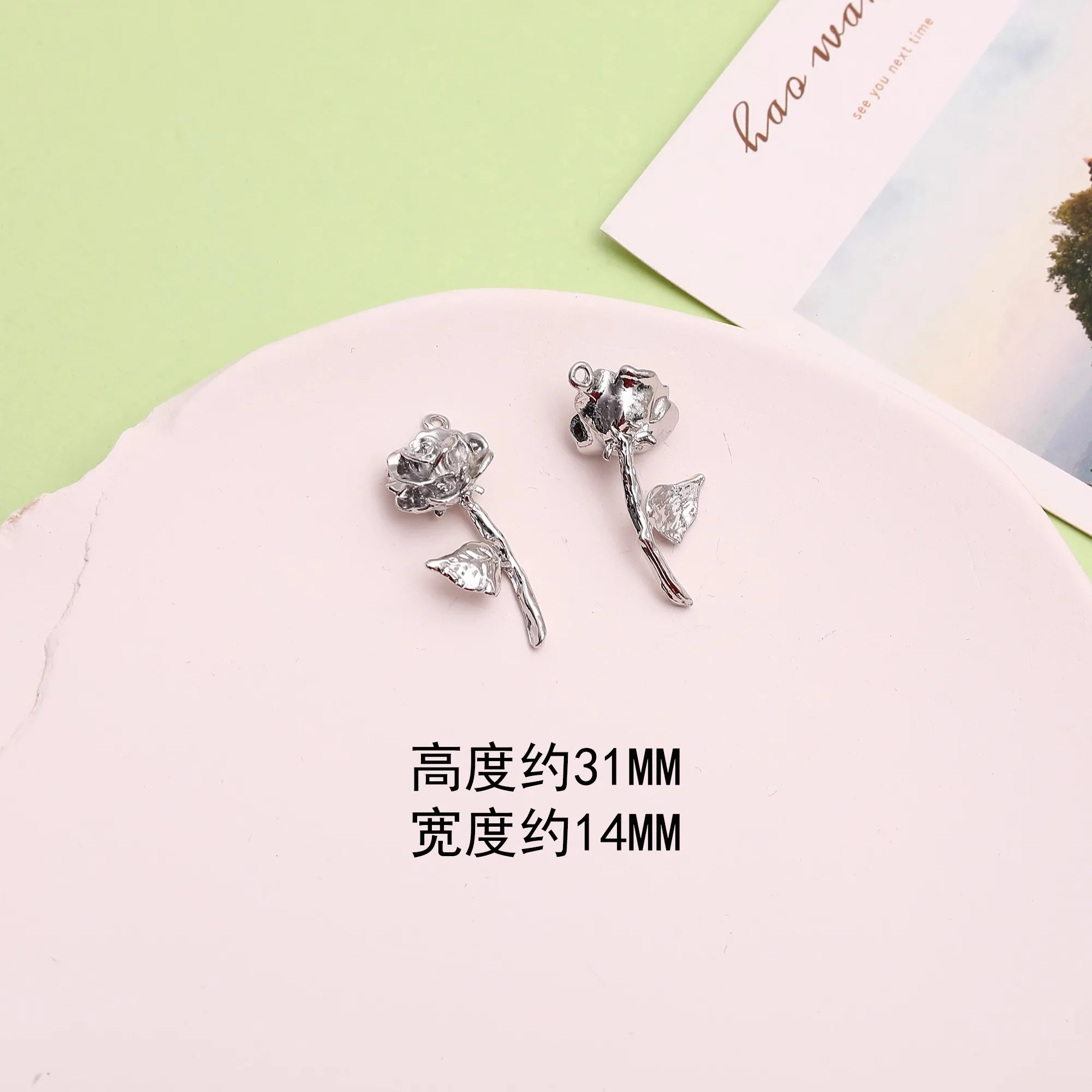 Cross star Retro blooming rose flower alloy pendant DIY handmade earrings, jewelry necklace accessory materials