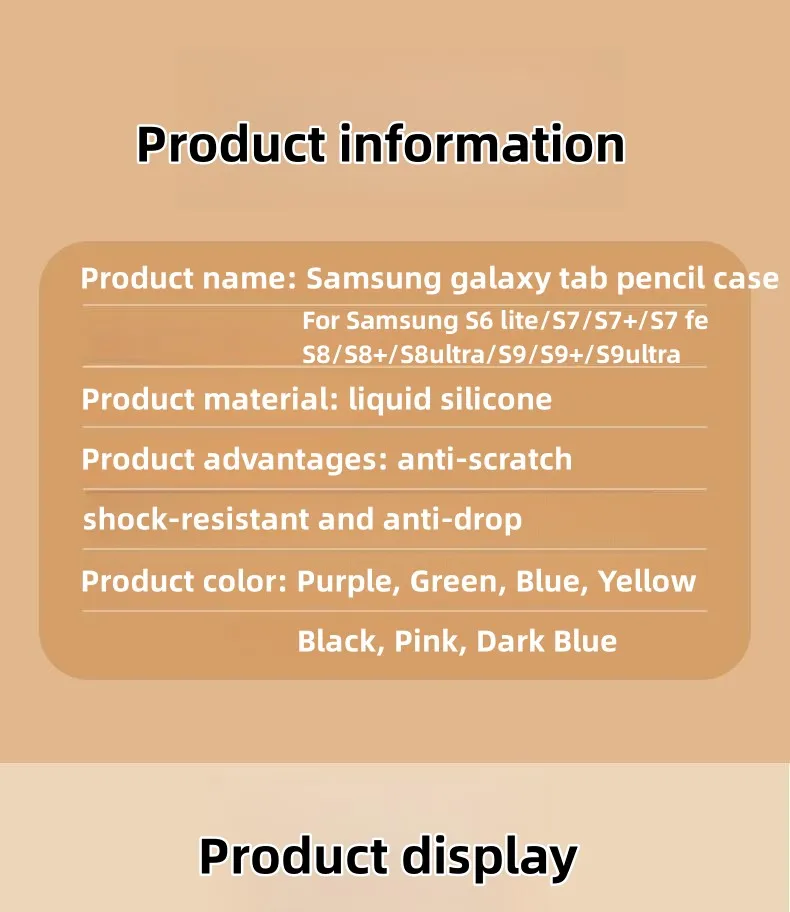 Stiftetui für Samsung Galaxy Tab S11 Ultra S10 S9 S8 S7 S6 Lite Tablet Stylus Schutzhülle Weiches Silikon Stoßfest Rutschfest – Detail 7