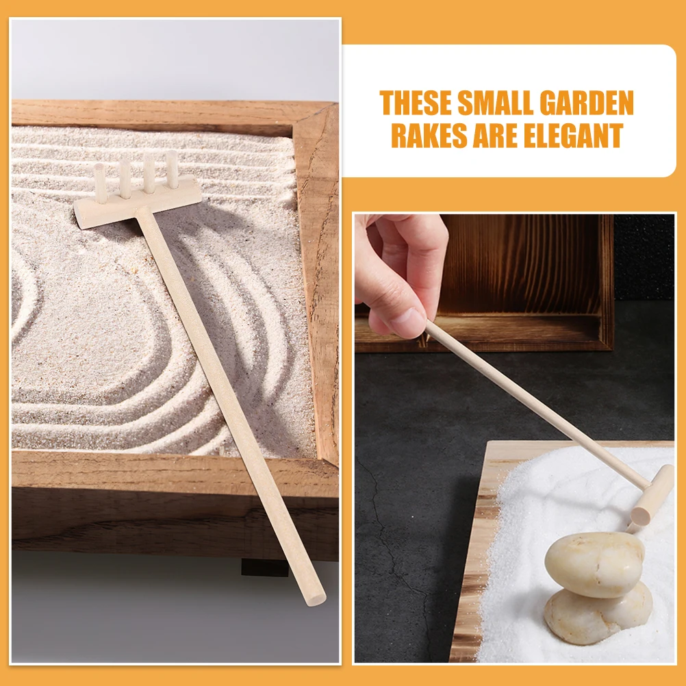 

7 Pcs Bamboo Rake Sand Garden Tool Miniature Adornments for Gardening Tools Desk Crafts
