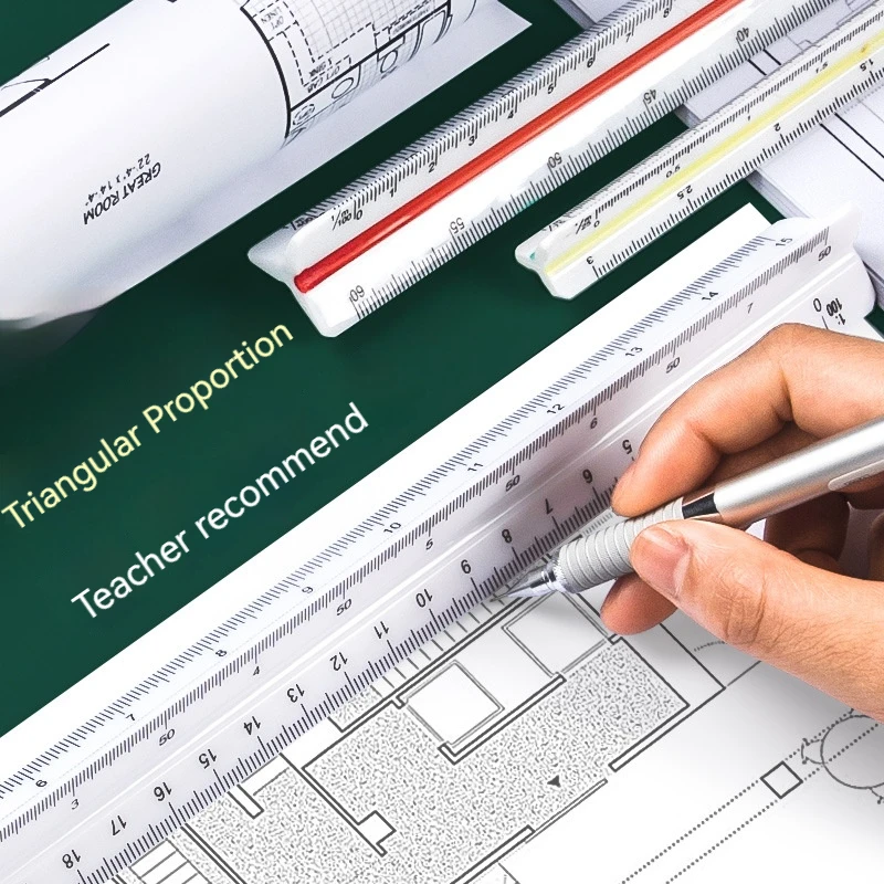 1/2pcs 30cm Triangular Scale Ruler Set 1:20-1:500 Plastic Ruler Drawing Tool Desk Accessories Student Stationery Office Supplies