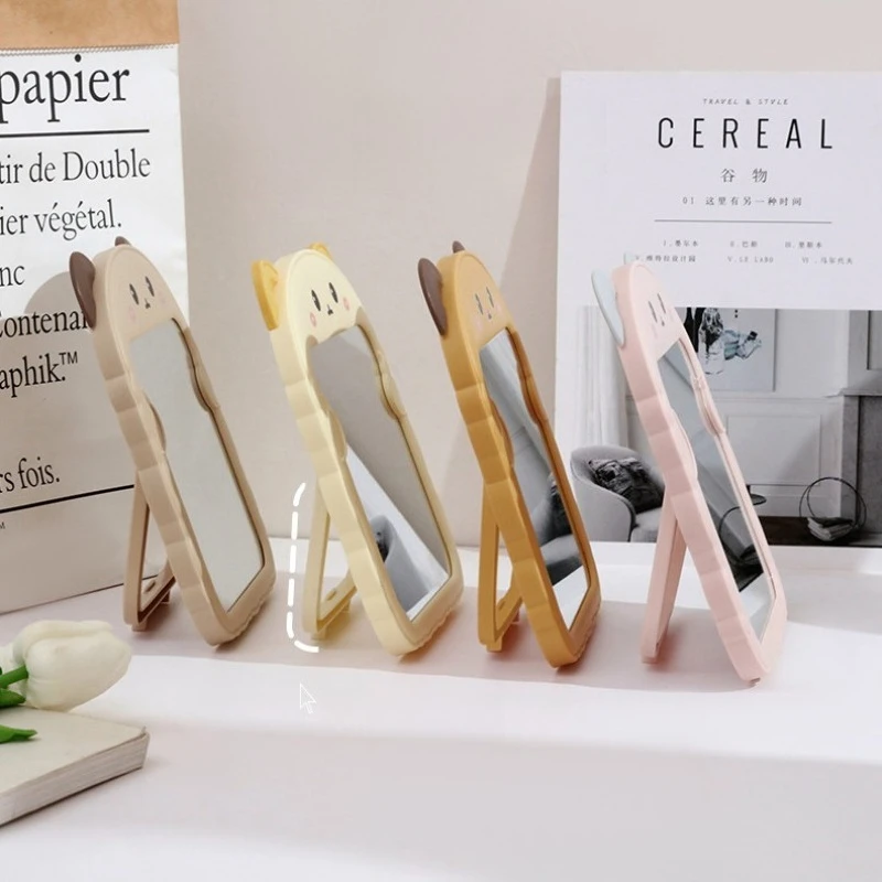 Cat Ear Mirror Makeup Mirror Folding Plastic Cute Single-sided Mirror Student Dormitory Makeup Mirror Desktop Desktop Mirror