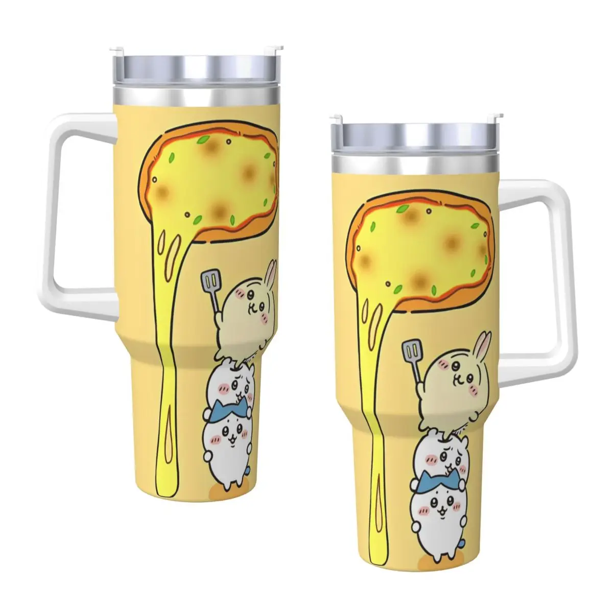 Chiikawa Hachiware Pizza Stainless Steel Tumbler Camping Car Mugs Coffee Mug Heat Preservation Cold Drink Milk Tea Water Bottle