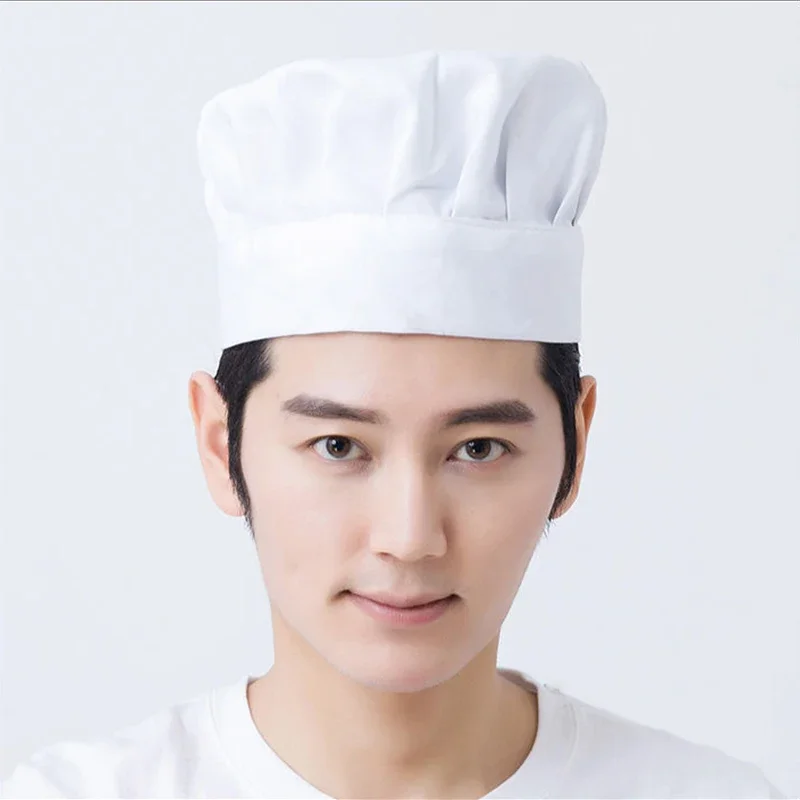 Men Kitchen Elastic Cap Hotel Restaurant Kitchen Chef High Hats Catering Serve Bakery Cake Shop Breathable Cook Medium Hat