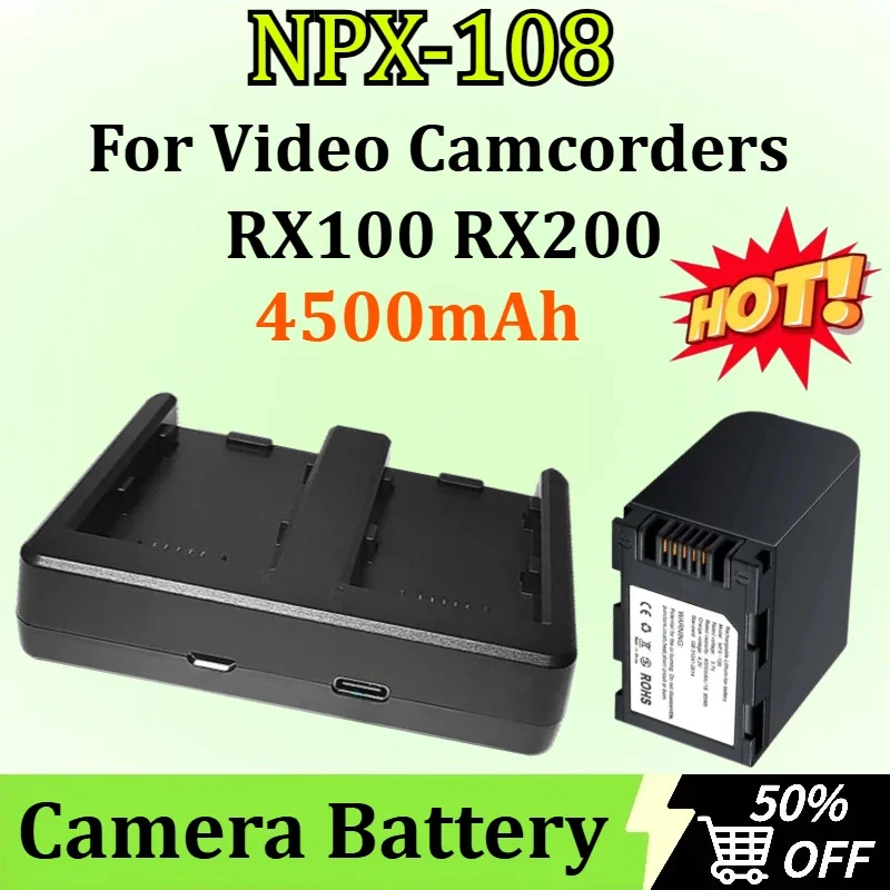 SWZY Newly upgraded NPX-108 4500mAh Camera Battery for Video Camcorders RX100 RX200 Rechargeable Li-ion Battery