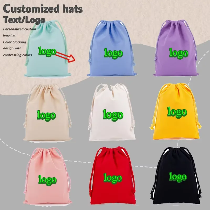 

50 шт. холщовых мешочков на шнурке с индивидуальным логотипом, белые, для упаковки подарков и хранения