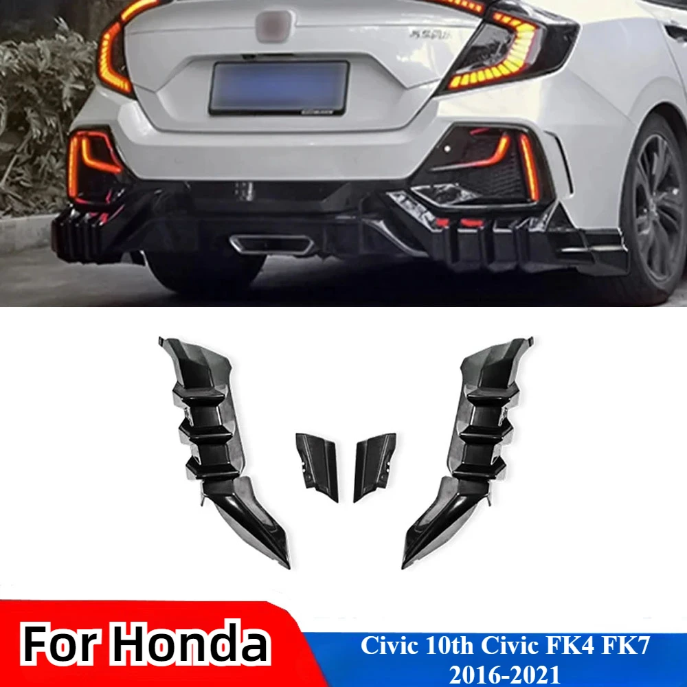 For Honda Civic 2016-2021 10th generation hatchback Civic FK4 FK7 rear diffuser rear R style spoiler modification Mugen body kit