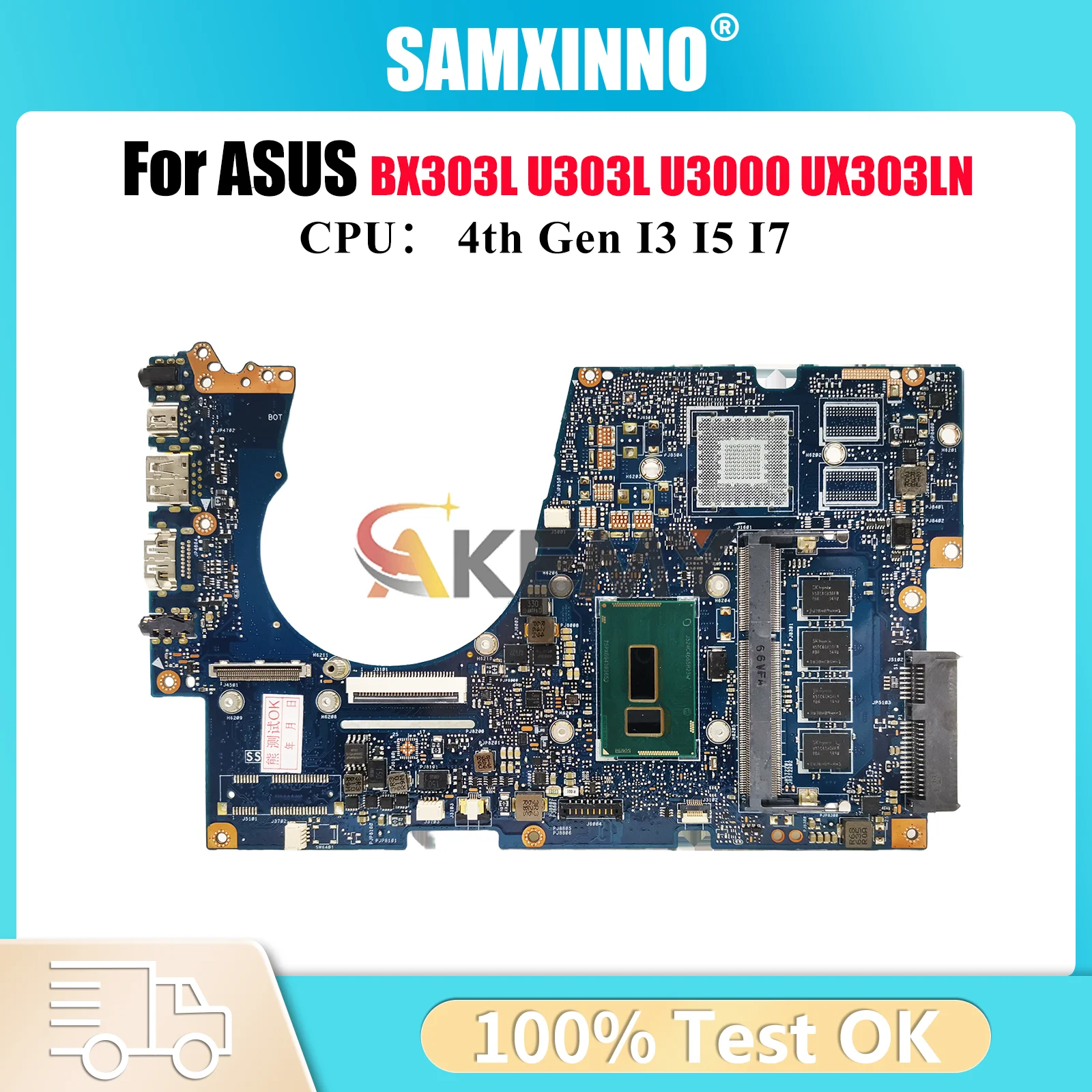 

UX303LA Материнская плата для ноутбука ASUS ZenBook BX303L UX303LA UX303LB UX303L U3000 UX303LNB U303L UX303LN Материнская плата с процессором I3 I5 I7