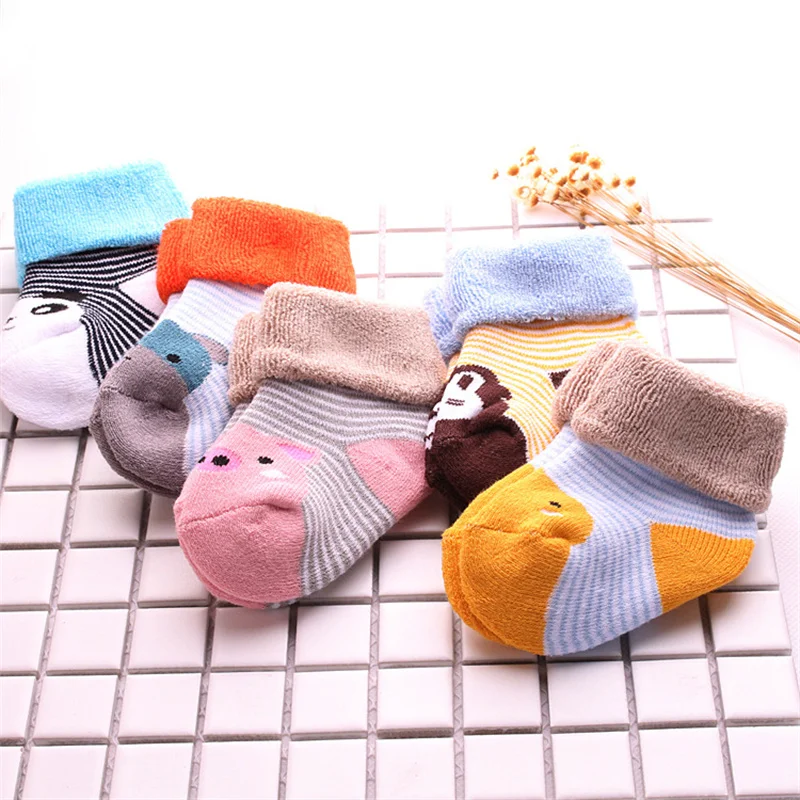 

5 Pairs/lot Autumn Winter Infant Toddler Socks Thick Terry Warm Baby Socks For Boys Girls 0-3Years Children Clothing Accessories
