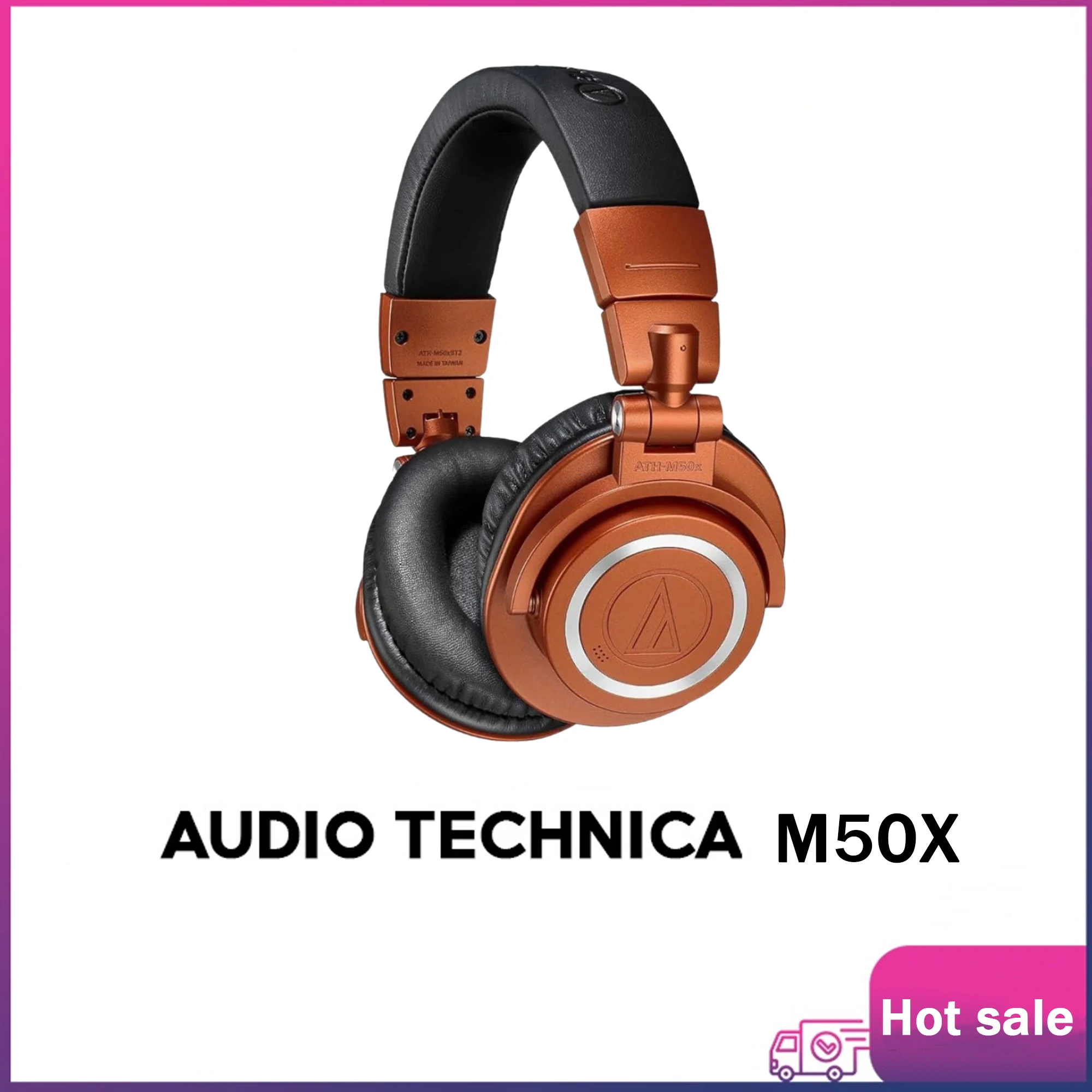 

Audio-Technica ATH-M50x Professional Studio Monitor Headphone, Orange, with Cutting Edge Engineering, Pro-grade Earpads/Headband