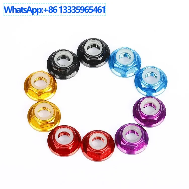 

10Pcs model aircraft accessories, color aluminum alloy flange nut M5 * 4.5 high, orthodontic drone FPV crossing machine