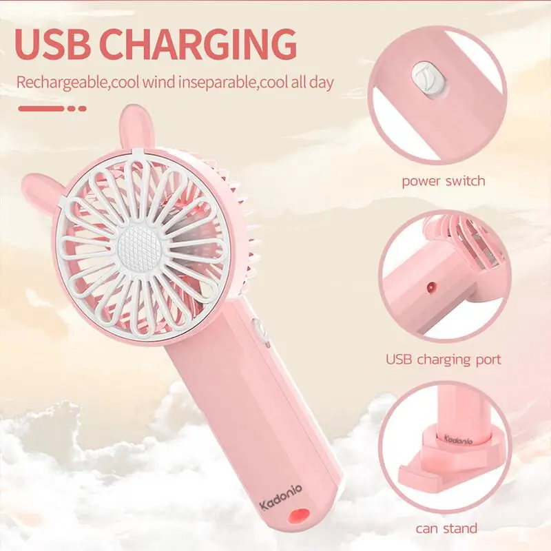 New Mini Handheld Small Fan Portable Portable Silent Office Desk Student On Dormitory Charging Outdoor Hand Holding Fan Small