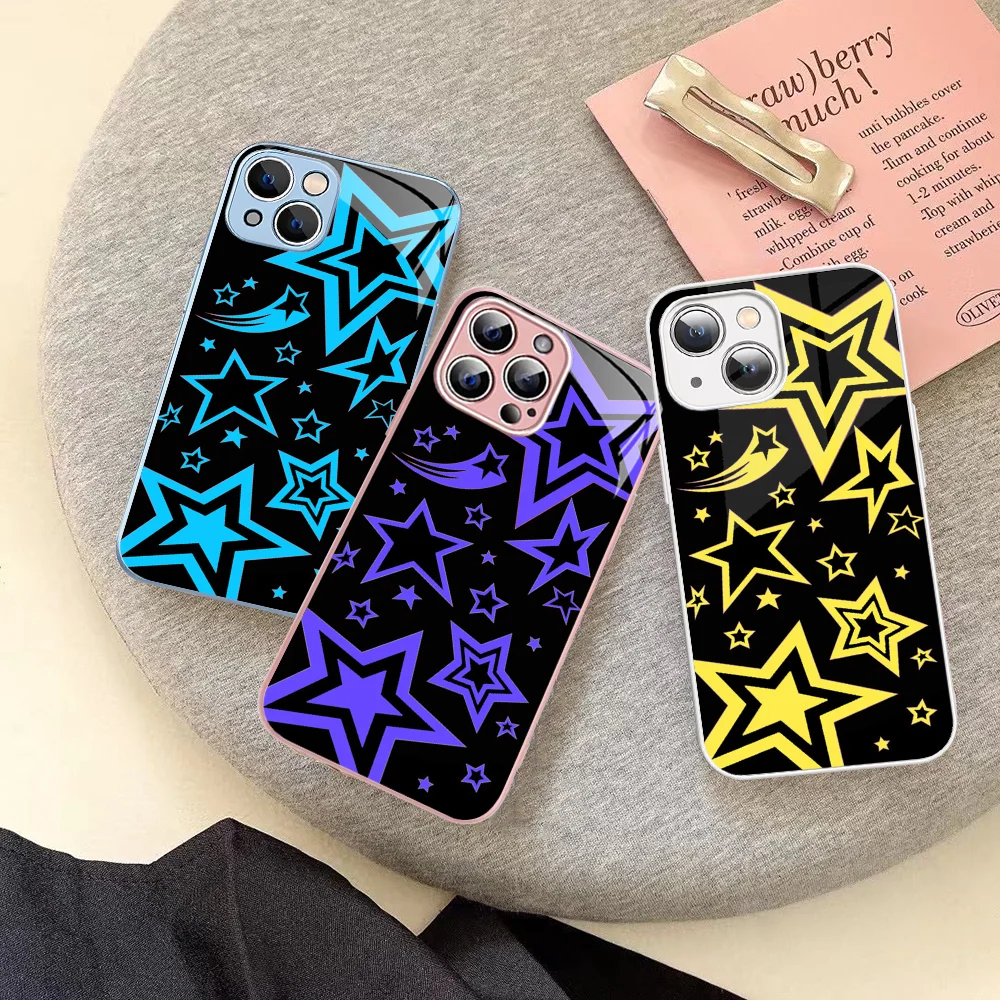 Fashion Super Star Phone Case Tempered Glass For Iphone 14 13 12 11 Pro Mini XS MAX 14Plus X XS XR Fundas