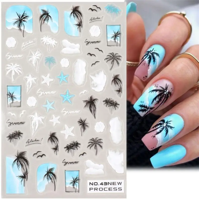 Palmboom Nagelstickers Felle Kleuren Modieuze Nail Art Decoratie Voor Strandliefhebbers Nageldecoratie Nagelstickers