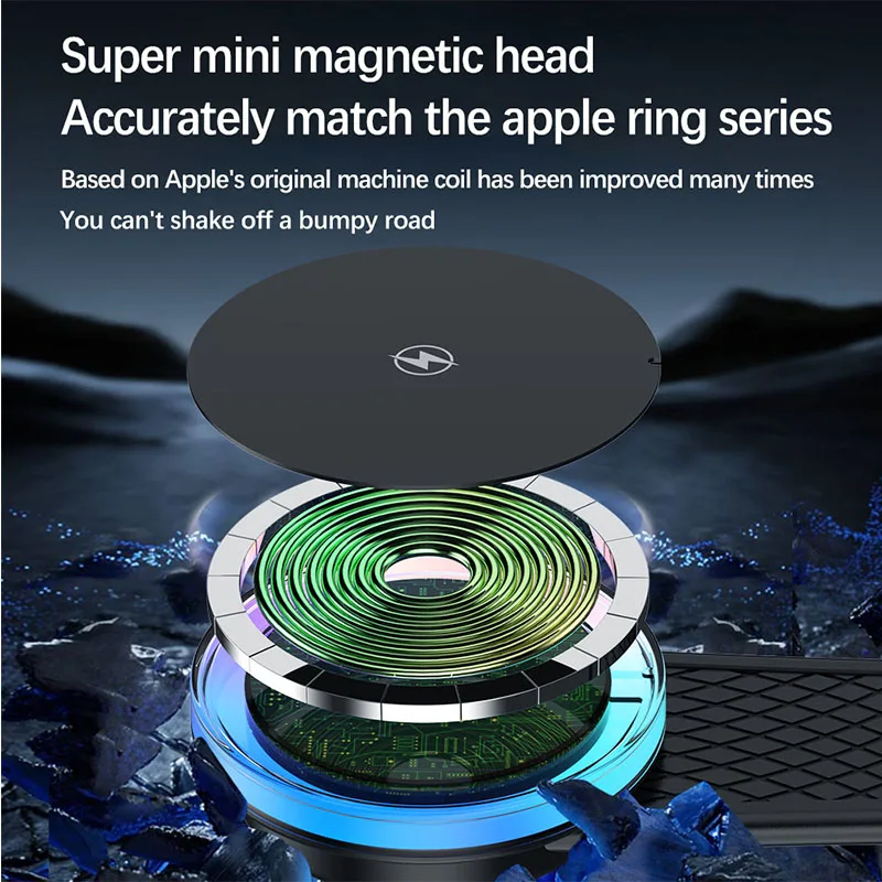 MagSafe Car Mount Charger 15W Magnetic Wireless Car Charger Compatible with Air Vent/Dashboard Phone Holder Mount for iPhone