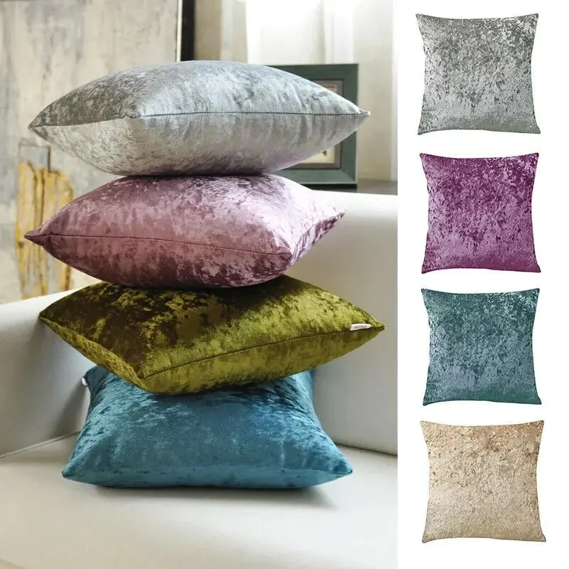 

Velvet Cushion Cover Super Soft Pillow Cover for Sofa Living Room Shiny Beige Decorative Home Decor