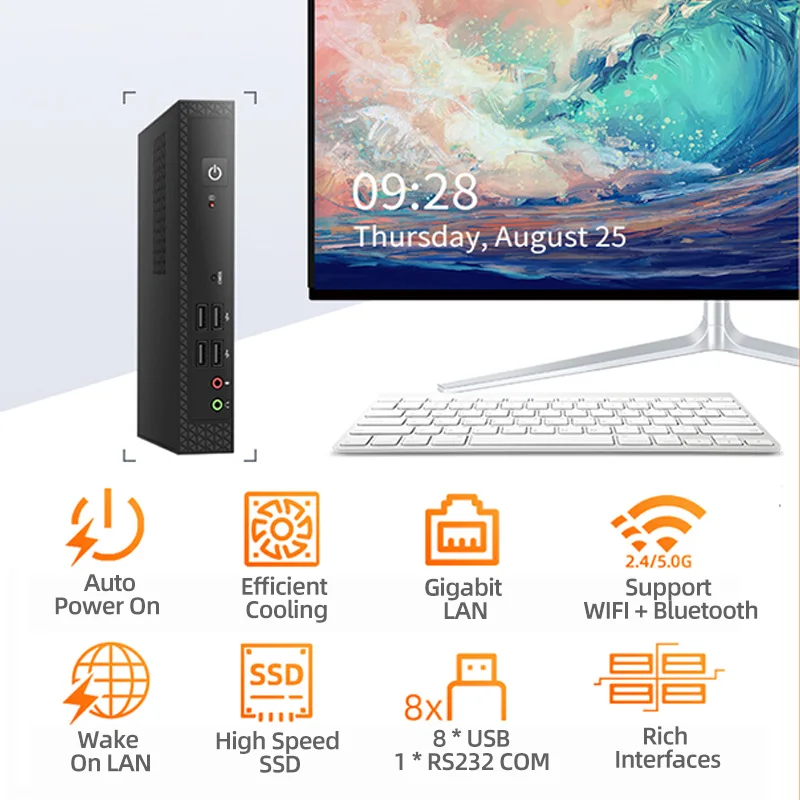 Factory Core I3 I5 I7 Processor Mini Pc Computer 8Gb Ddr3L 128Gb MSata SSd RS232 COM Dual Core Mini Desktop Pc