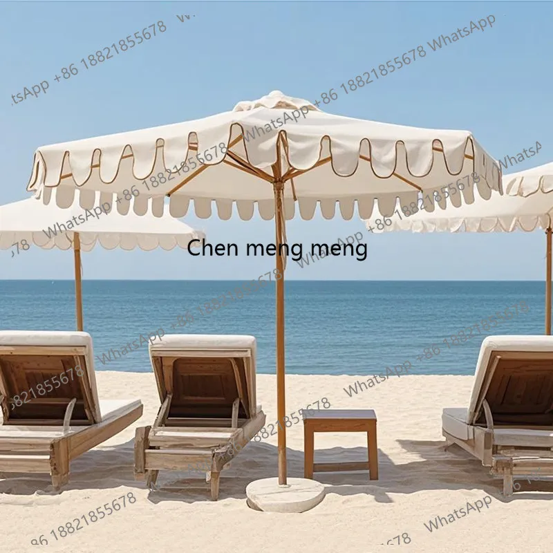 

Outdoor Sun Umbrella with Vertical Edge Beach Mid-column Umbrella White Courtyard Outdoor Garden, Pool Large Parasol