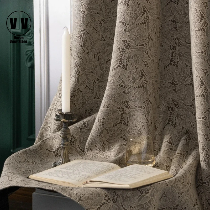 

European Luxury Embroidered Embossed Curtain High-end Thick Blackout Double-sided Curtains For Living Room Bedroom Home Decor