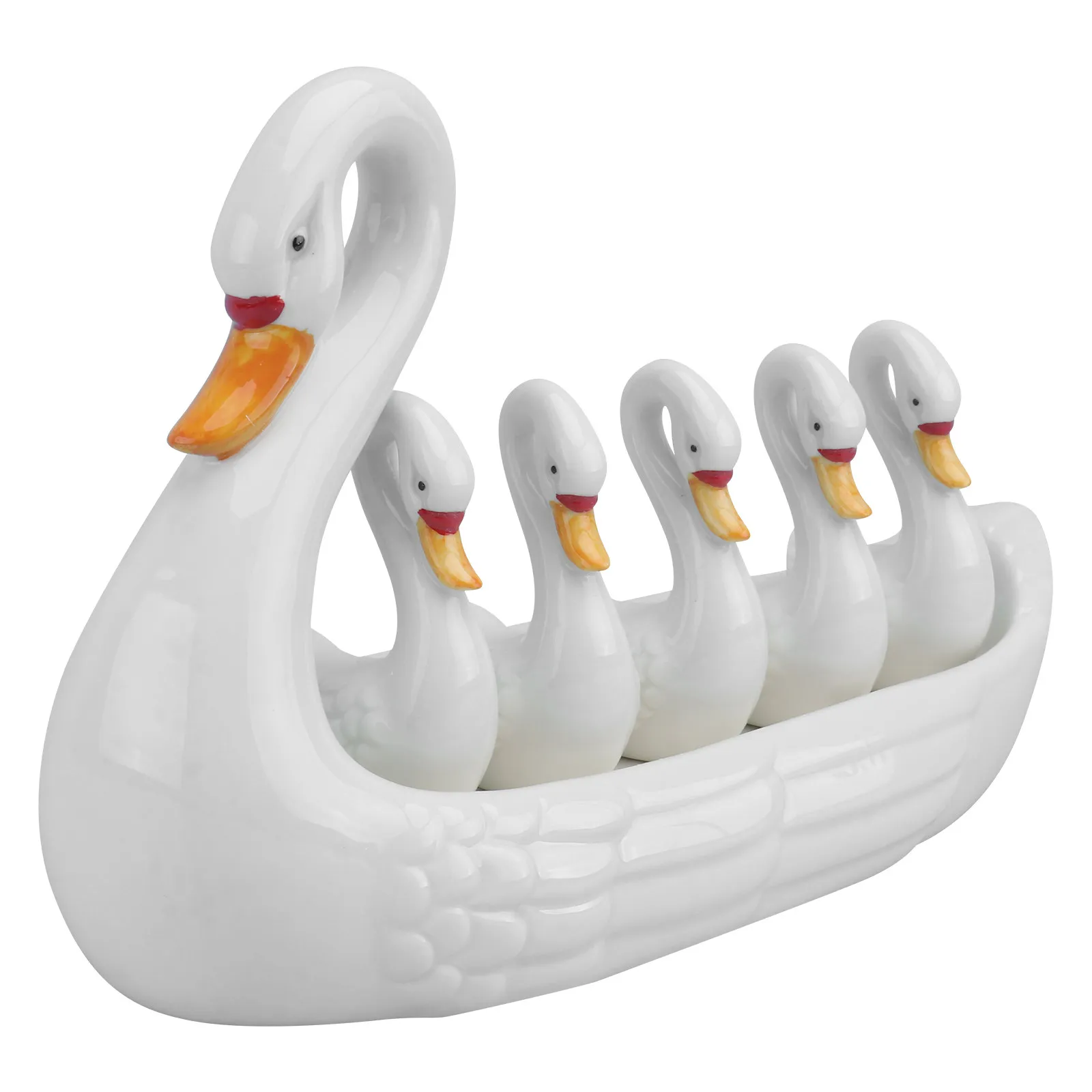 

1Set Swan Shaped Ceramic Chopstick Holder Creative Home Tableware Chopsticks Rest Set Includes 5 Racks Tray Easy Clean