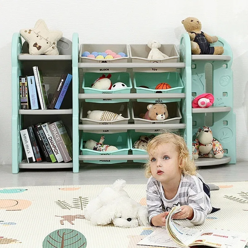 Children's Toy Storage Rack Kindergarten Baby Storage Cartoon Locker Multi-function Storage Bookshelf Plastic Cabinet