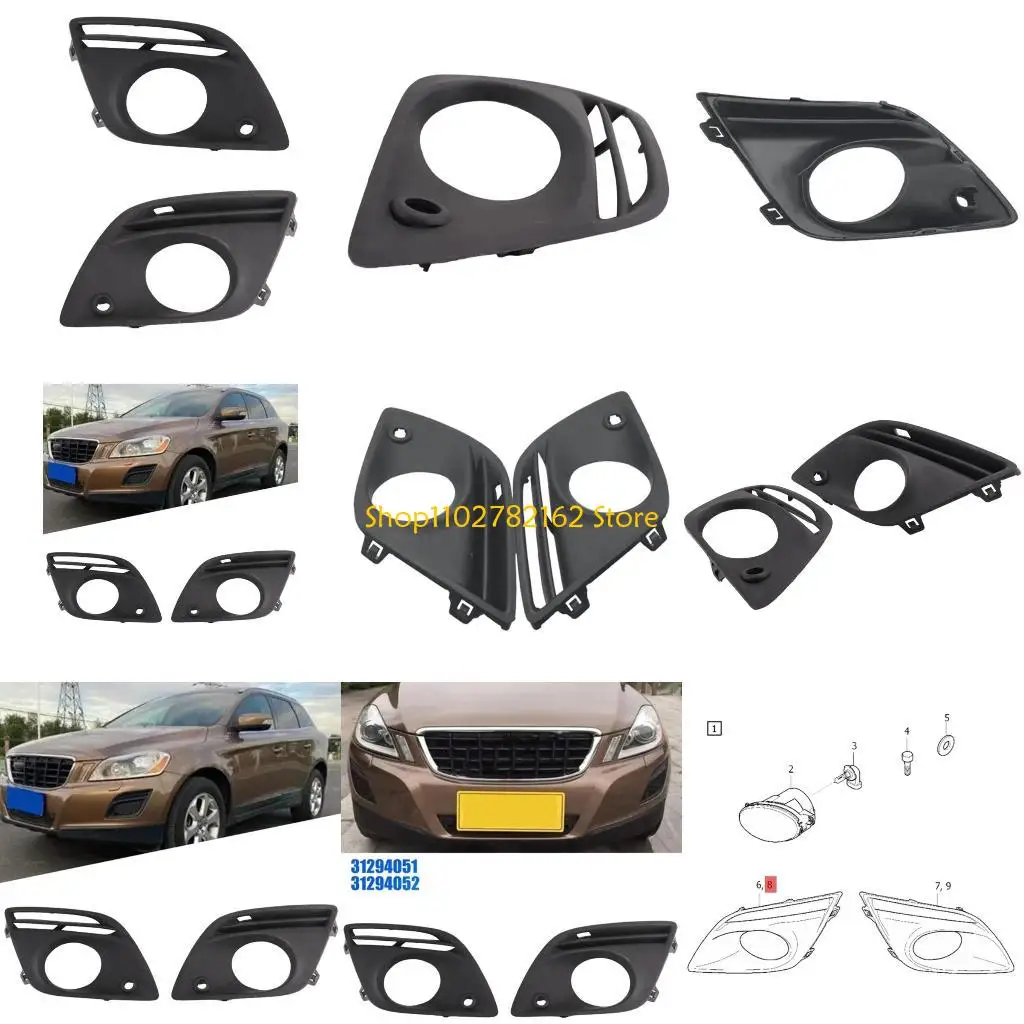 

547B 2Pcs Front Bumpers Fog Light Cover 31294051 31294052 for XC60 09-16 Replacement Fog Lamp Trim Caps Auto Accessory