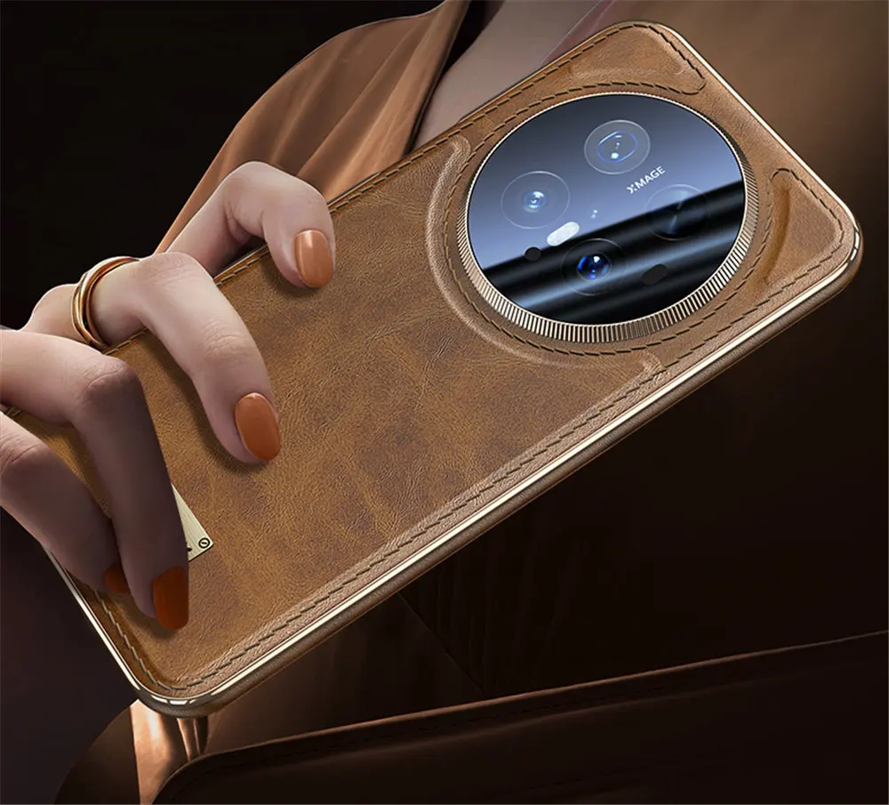 

Роскошный чехол для беспроводной зарядки из воловьей кожи для Huawei Mate 60 70 Pro, масляный воск, чехол