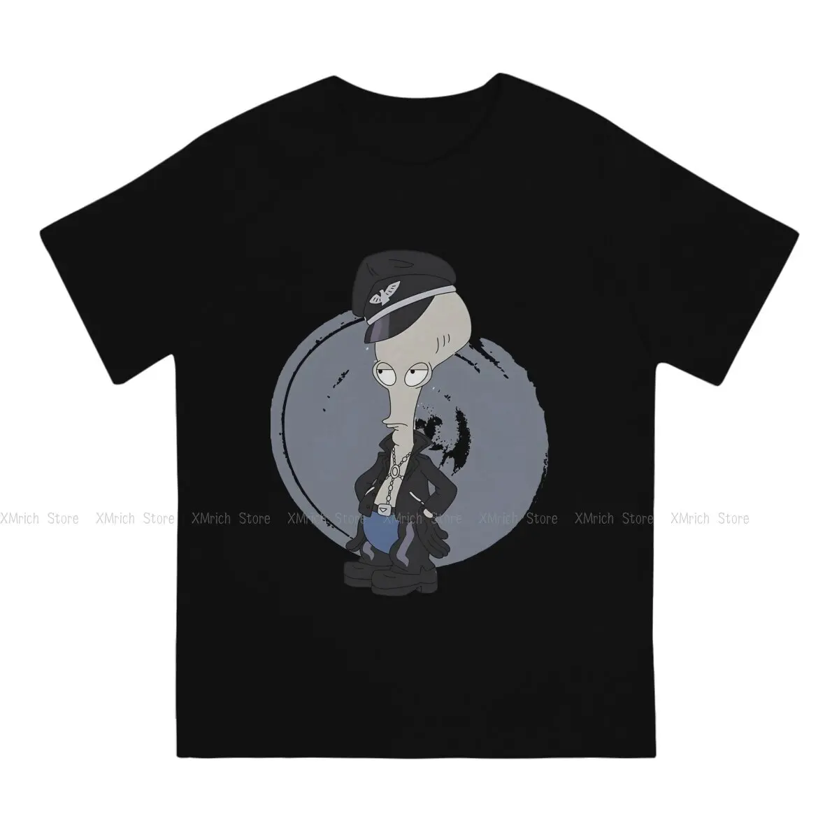 Novelty Gray B-American dad Roger T-Shirts Men Crew Neck Cotton T Shirts B-American dad Short Sleeve Tees Classic Clothes