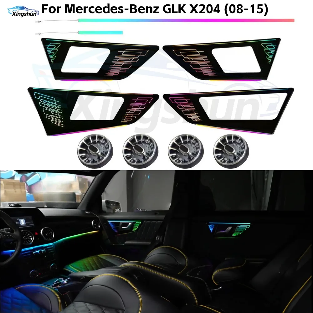 

Комплект атмосферной подсветки для автомобиля Mercedes-Benz GLK 2008-2015 X204, 64 цвета, светодиодная подсветка салона, вентиляционные отверстия, внутреннее освещение
