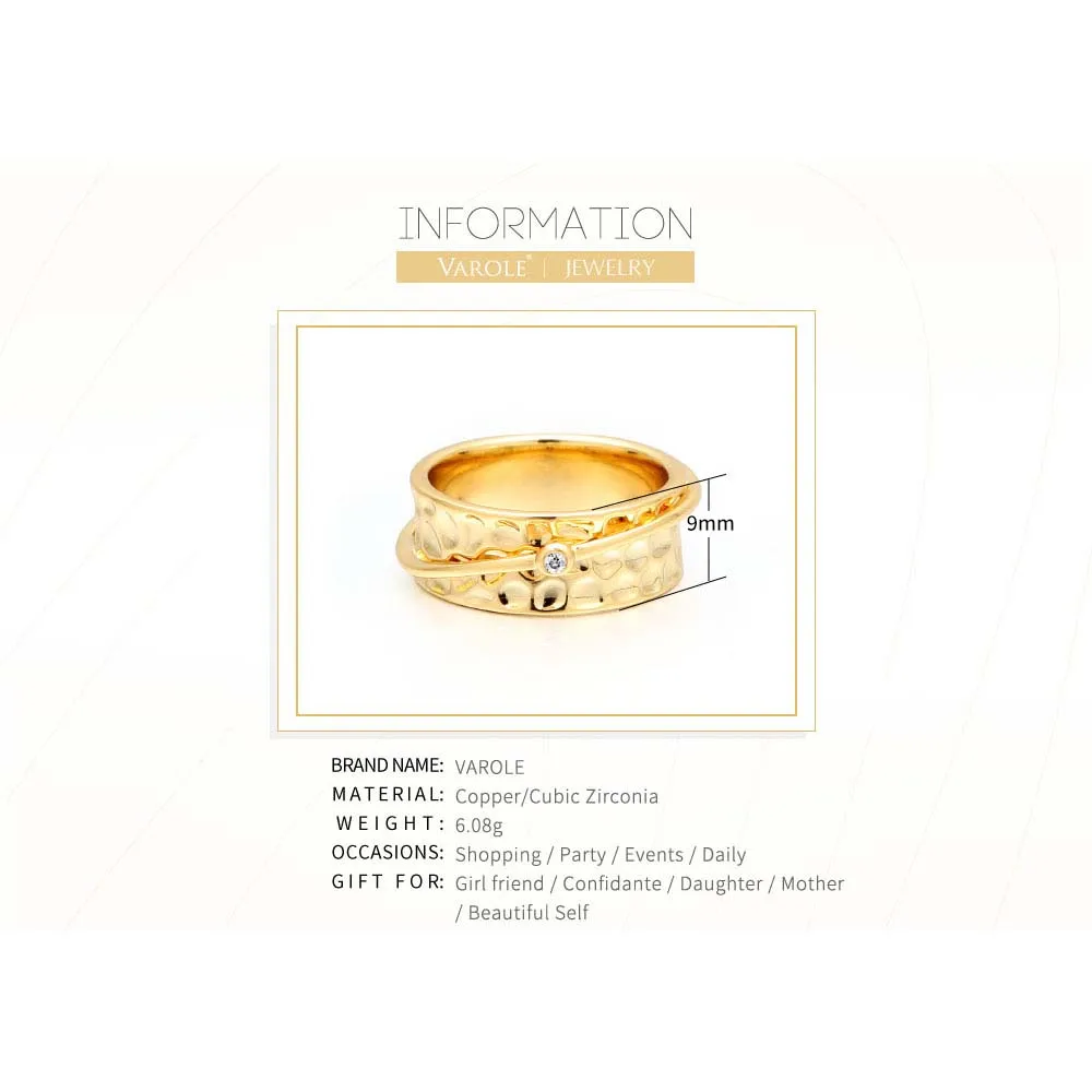 VAROLE الشرير خواتم للنساء مع البريق زركون الذهب اللون الحد الأدنى خاتم مجوهرات الأزياء Anillos Mujer الهدايا #4