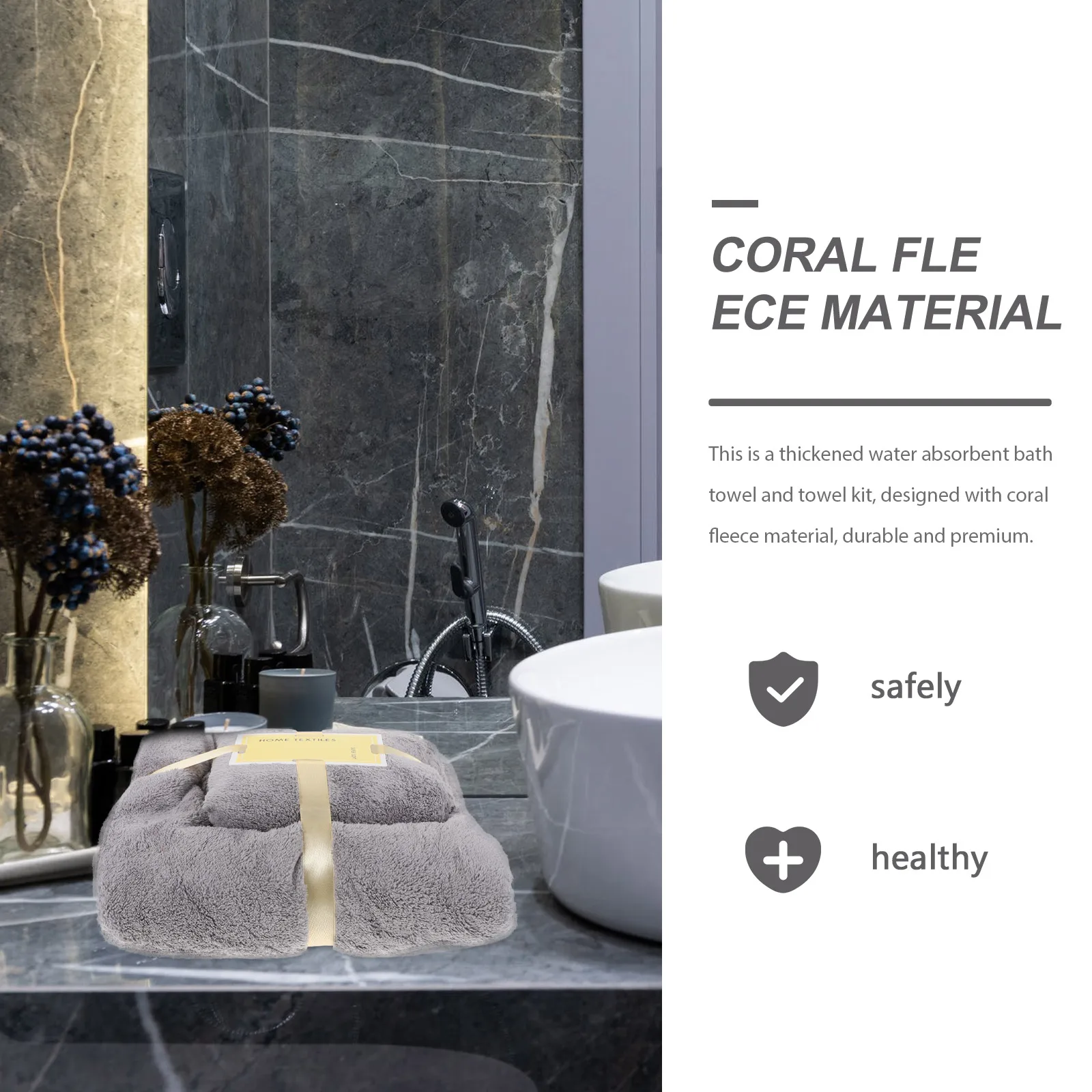 

1Set Coral Fleece Towel Large Bath Body Towel Soft Warm Skin Friendly Breathable for Family Bathroom Resort Use