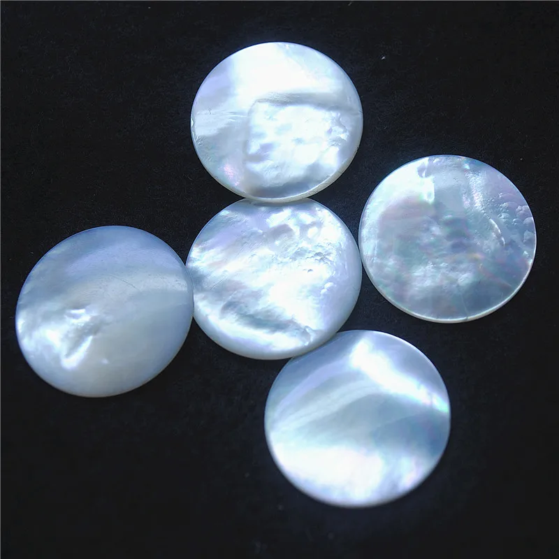 5PCS Saltwater Shell Cabochons White Colors Mother Of Mother Cabs No Hole 16MM 22MM 25MM Round Shape DIY Jewelry