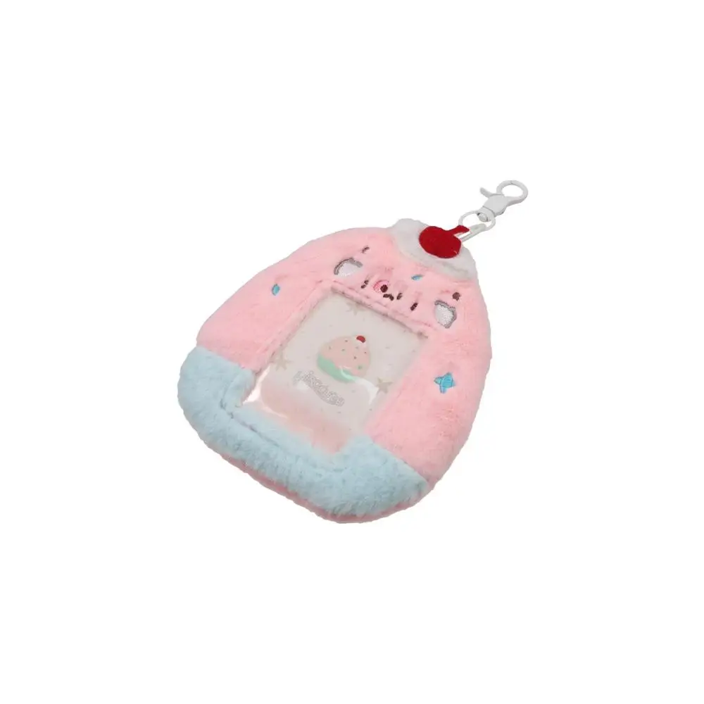

Korean Idol Cartoon Photocard Holder Protective Case with Keychain Pendant Plush Photocard Holder Fluffy Ice Cream Shape