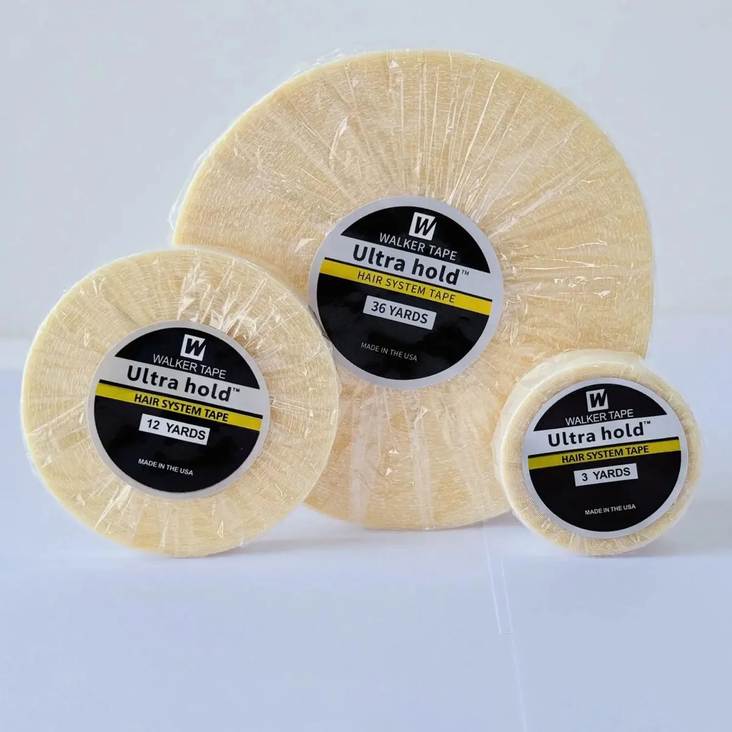 Fita ultra hold para sistema de cabelo, 36/12/3 jardas, fita adesiva dupla face branca para extensões de cabelo, perucas, fixação forte