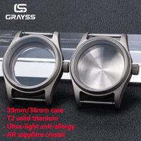 Caja de reloj de buceo T2 de titanio/acero para piloto, compatible con NH34, NH35, NH38, NH70, PT/ETA, cristal de zafiro AR, resistente al agua 20 BAR, antialérgico, pieza de reloj.