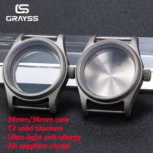 T2 Titanium/Steel Pilot Diving Watch Case for NH34 NH35 NH38 NH70 PT/ETA AR Sapphire 20BAR Waterproof Anti All